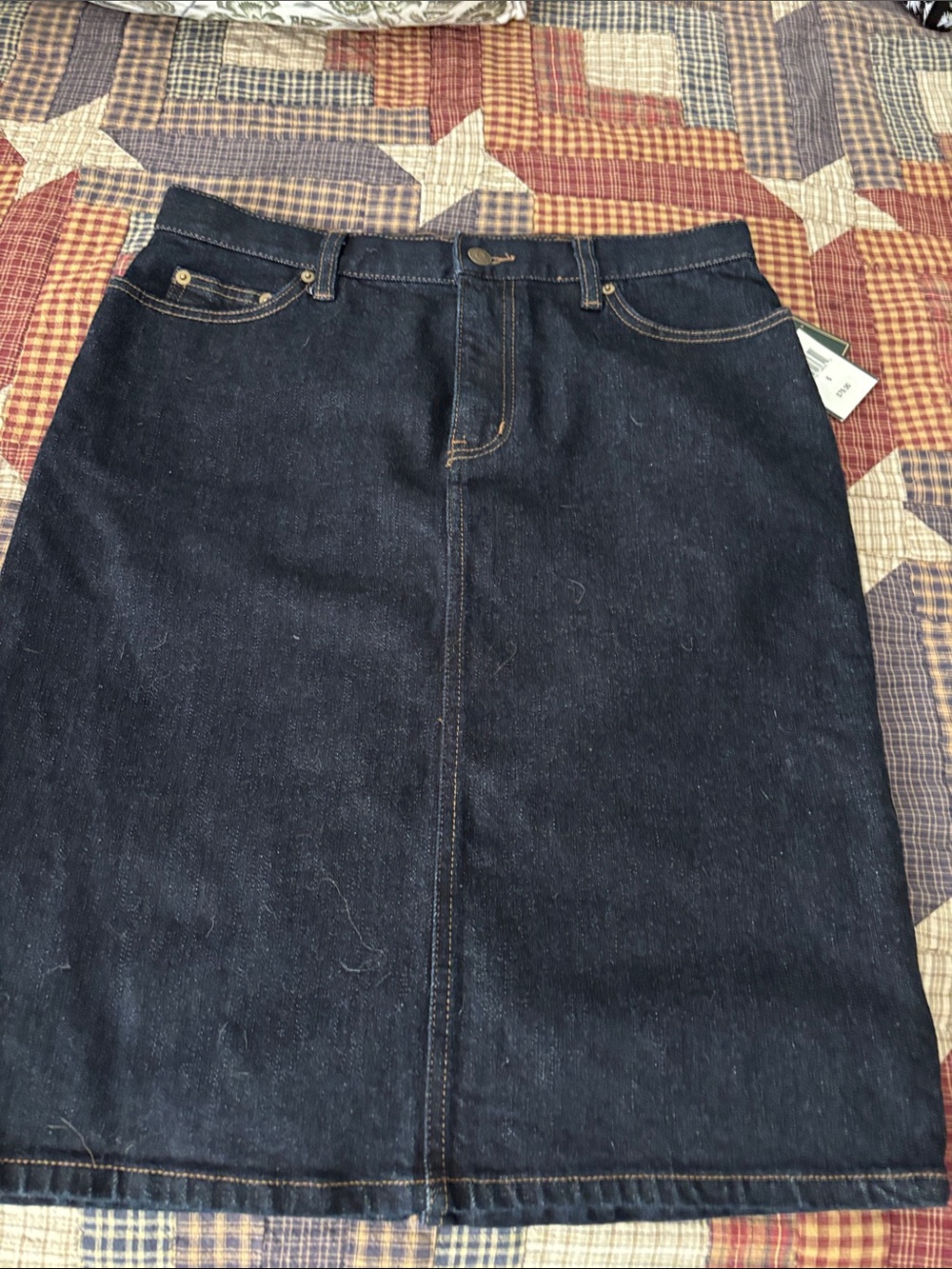 Lauren Ralph Lauren Dark Blue Denim Midi Skirt